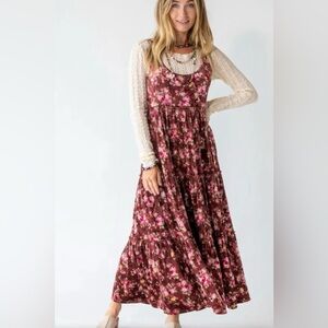 Natural Life Karlie floral velvet tiered maxi dress